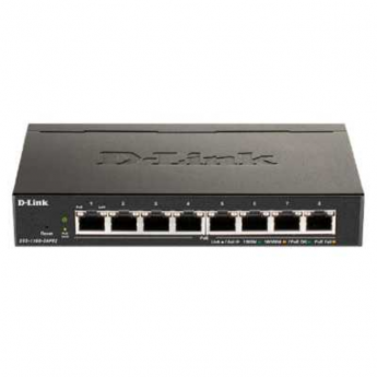 Настраиваемый L2 коммутатор D-LINK DGS-1100-08PV2/A4A с 8 портами 10/100/1000Base-T (8 портов PoE 802.3af/at, PoE-бюджет 64 Вт)