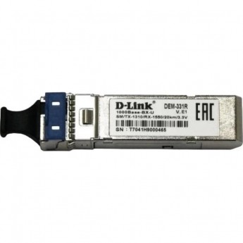 SFP-трансивер D-LINK с 1 портом 1000Base-BX-U (Tx:1310 нм, Rx:1550 нм) для одномодового оптического кабеля (до 40 км)